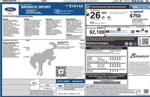 FORD BRONCO SPORT 2024 3FMCR9G61RRE18142 image